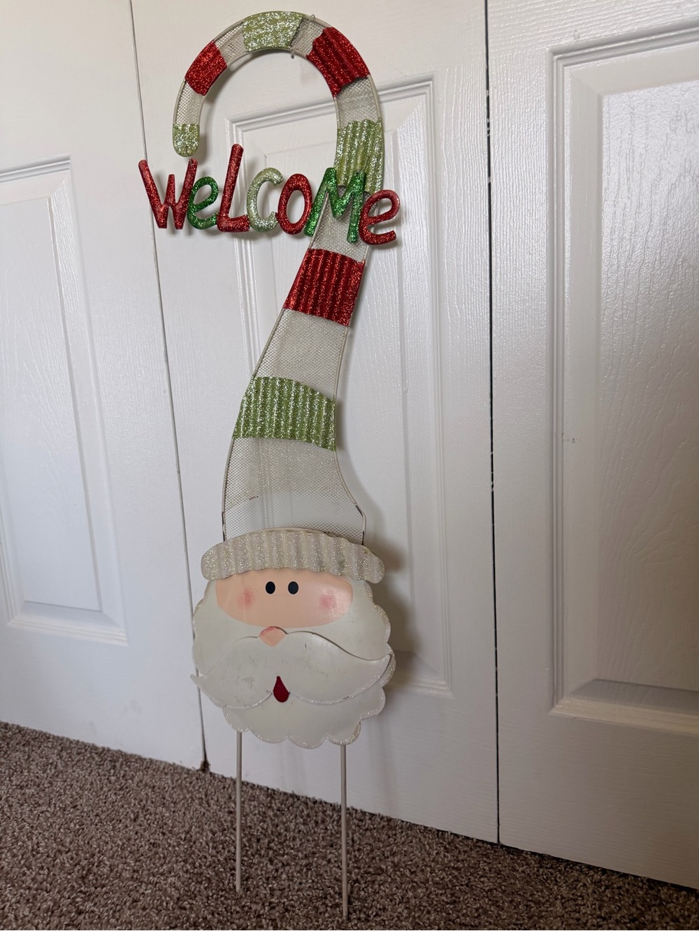 Festive Metal Santa Welcome Stake
